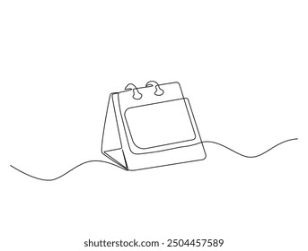 Continuous one line drawing of empty loose-leaf calendar. Calendar single line vector illustration. Editable line vector.