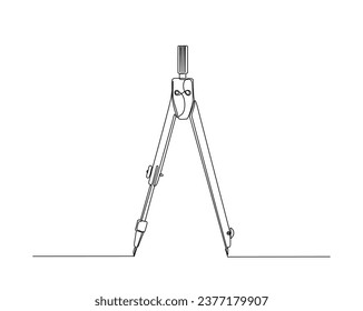 Dessin continu d'une ligne du séparateur d'ingénierie. Compas ou diviseur, illustration vectorielle contour. Retour à l'école et le concept d'éducation. Barrage modifiable.