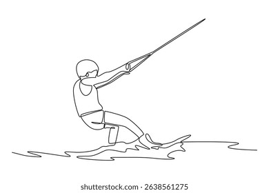 Continuous one line drawing of entertainment place at sea playing sky water. Entertainment activity minimalist concept. Entertainment area.