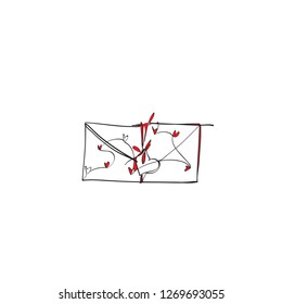 Continuous one line drawing of Envelope Eisolated on white background. vector illustration for banner, poster, web, template, valentine's card, wedding.