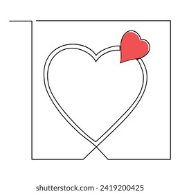 Continuous one line drawing of envelope with heart. Template for love cards and invitations. Love letter. Vector illustration.