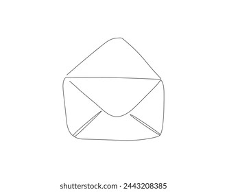 Continuous one line drawing of envelope letter. One line of paper envelope. Email message post letter continuous line art. Editable outline.
