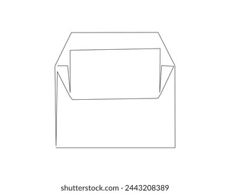 Continuous one line drawing of envelope letter. One line of paper envelope. Email message post letter continuous line art. Editable outline.

