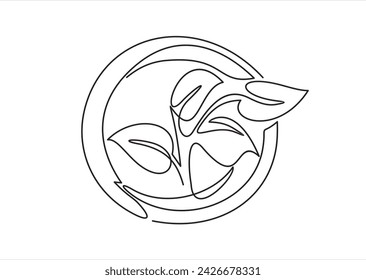 Continuous one line drawing environment ecology icon. World environment day concept. Single line draw design vector graphic illustration.