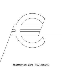 Dibujo continuo de una línea del signo del euro, ilustración minimalista de vector negro y blanco