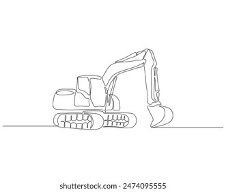 Continuous one line drawing excavator. One line drawing illustration of excavator. Single line of heavy equipment concept. Editable outline.
