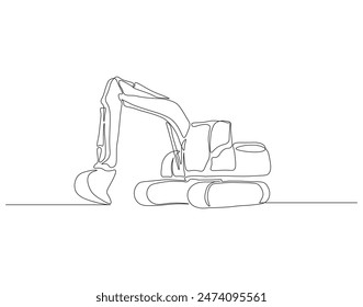 Continuous one line drawing excavator. One line drawing illustration of excavator. Single line of heavy equipment concept. Editable outline.
