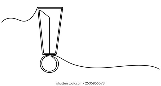 Continuous one line drawing of Exclamation mark vector illustration, Exclamation mark in one continuous line drawing vector illustration. Pro vector, Continuous editable line drawing of exclamation