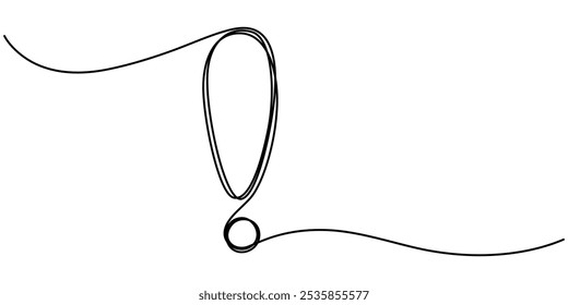 Dibujo continuo de una línea de Ilustración vectorial de signo de exclamación, signo de exclamación en una Ilustración vectorial de dibujo continuo. Pro Vector, dibujo de línea editable continuo de exclamación
