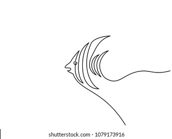 Continuous One Line Drawing Exotic Fish Stock Vector (Royalty Free ...