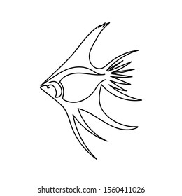 Continuous one line drawing. Exotic fish. aquarium fish. The art of minimalism. Black and white.