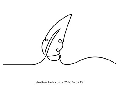 Continuous one line drawing of exotic bird feather. Feather single line vector illustration. Editable line vector.