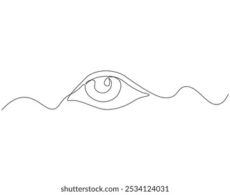 Continuous one line drawing of eye. One line drawing illustration of symbol of vision. World eye day concept single line. Editable outline