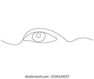 Continuous one line drawing of eye. One line drawing illustration of symbol of vision. World eye day concept single line. Editable outline