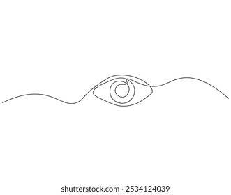 Continuous one line drawing of eye. One line drawing illustration of symbol of vision. World eye day concept single line. Editable outline