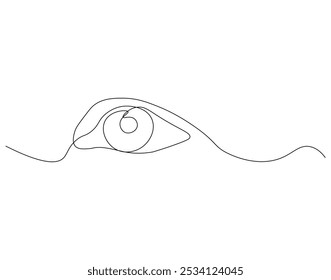 Continuous one line drawing of eye. One line drawing illustration of symbol of vision. World eye day concept single line. Editable outline