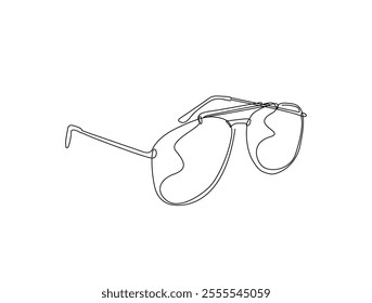 Continuous one line drawing of eyeglasses or sunglasses. Editable vector. 