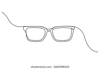 Continuous one line drawing of eyeglasses or sunglasses. Editable vector, Eyeglasses and sunglasses symbol in simple linear style.