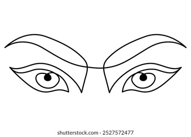 Dibujo continuo de una línea de ojos de contorno icono de Vector simple.