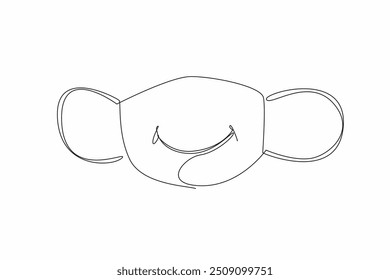 Continuous one line drawing the face mask with smiling mouth in the middle. Spread happiness. No need to cover it. Emoji. International Day of Happiness. Single line draw design vector illustration