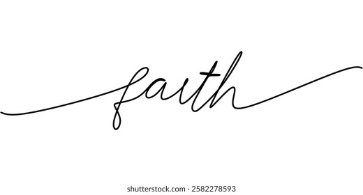 Continuous One line drawing of Faith. Representing trust and spirituality. Vector illustration hand drawn.