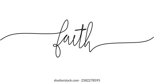 Continuous One line drawing of Faith. Symbolizing belief and spiritual connection. Vector illustration hand drawn.