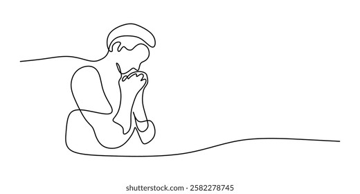 Continuous One line drawing of Faith. Representing trust and spirituality. Vector illustration hand drawn.