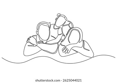 Continuous one line drawing of Family photos. Single line drawing illustration of Small Family gathering. International Day of Families concept vector art. Doodle line illustration.