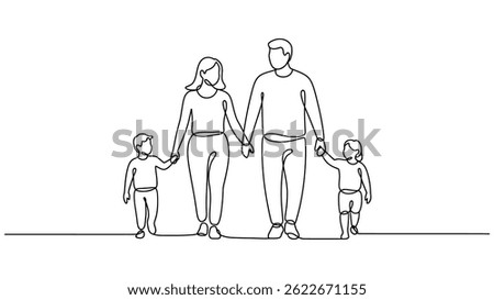  Continuous One Line Drawing of a Family Walking Together