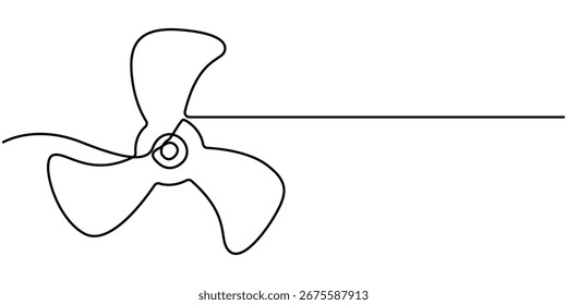 Continuous one line drawing of a fan with blades, depicting coolness and freshness, line art style vector illustration, Single continuous line drawing of a table fan, Continuous Line Drawing.