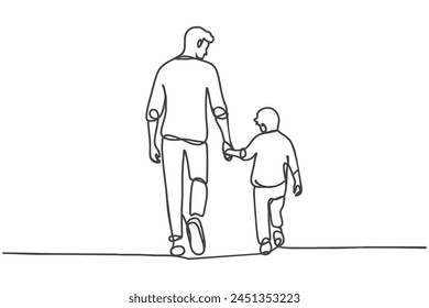 Continuous one line drawing of father and son. Happy father's day concept. vector graphic illustration.