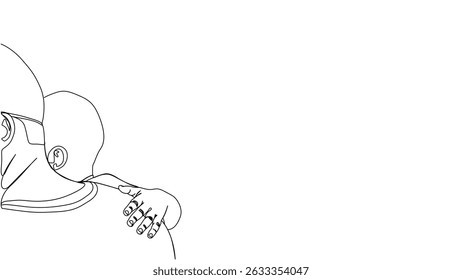 Continuous One Line Drawing Father and Son