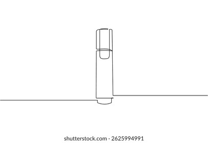 Continuous one line drawing of felt tip pen, Highlighter marker pen one line art, highlighter continuous line drawing. School or office stationary and supplies simple illustration.