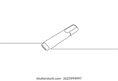 Continuous one line drawing of felt tip pen, Highlighter marker pen one line art, highlighter continuous line drawing. School or office stationary and supplies simple illustration.