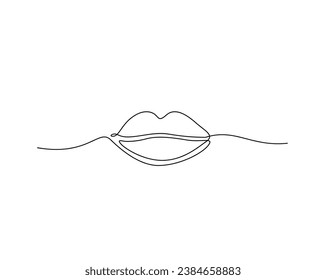 Continuous one line drawing of female lips. Girl lips outline vector illustration. Editable stroke.