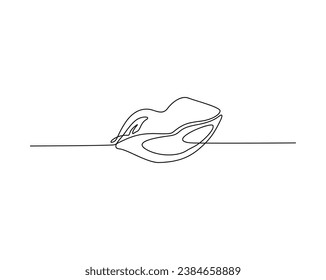 Continuous one line drawing of female lips. Girl lips outline vector illustration. Editable stroke.