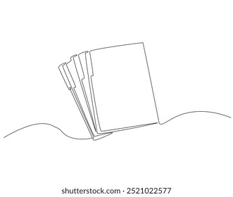 Continuous one line drawing of file folder document. One line drawing illustration of document. Paperwork, Business concept line art. Editable outline