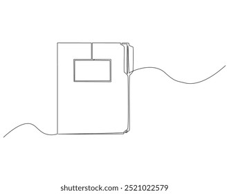 Continuous one line drawing of file folder document. One line drawing illustration of document. Paperwork, Business concept line art. Editable outline