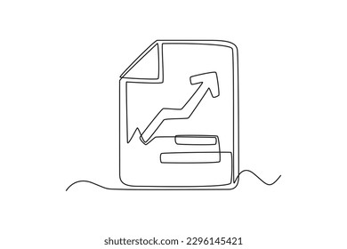 Continuous one line drawing financial chart document. financial literacy concept. Single line draw design vector graphic illustration.