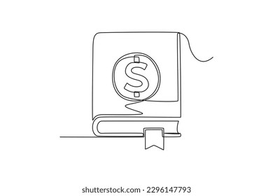 Continuous one line drawing financial book. financial literacy concept. Single line draw design vector graphic illustration.