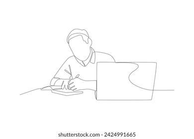 Continuous one line drawing Financial administration concept. Doodle vector illustration.