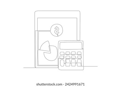 Continuous one line drawing Financial administration concept. Doodle vector illustration.