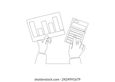 Continuous one line drawing Financial administration concept. Doodle vector illustration.