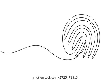 Desenho contínuo de uma linha de impressão digital para identidade e segurança