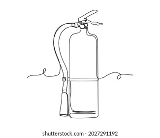 Continuous one line drawing of fire extinguisher icon in silhouette on a white background. Linear stylized.Minimalist.