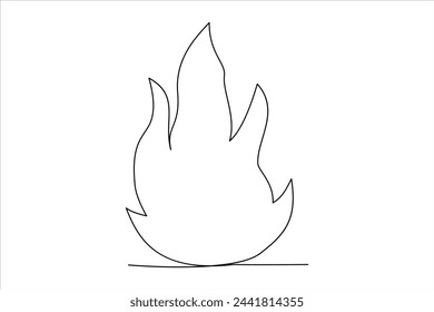 Continuous one line drawing fire art Vector illustration of white background