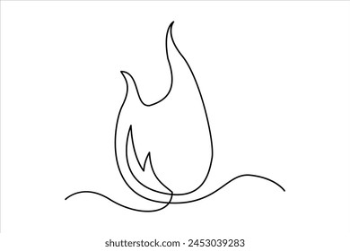 Ilustración vectorial de arte de fuego de dibujo de una línea continua de fondo blanco
