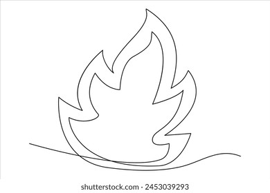 Continuous one line drawing fire art Vector illustration of white background
