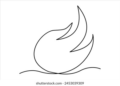 Continuous one line drawing fire art Vector illustration of white background
