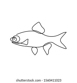 Continuous one line drawing fish. Hand drawn minimalism style. vector illustration. Black and white.